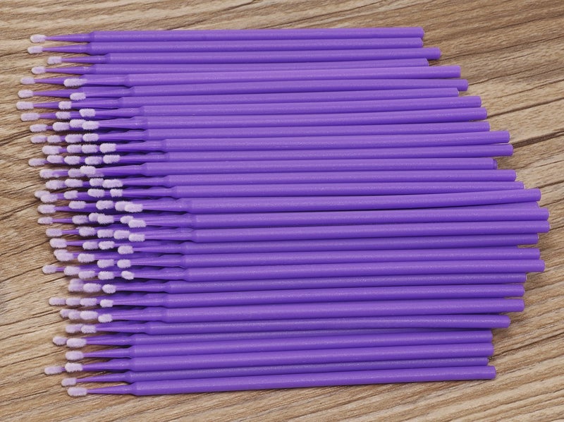 Mini Skater 100 Pcs Eyelash Swabs 1.5 mm Head Diameter Mini Applicators Brushes Eyelashes Extension Individual Lash Glue Remover Tools for Makeup Personal Care Dental Oral Using (Purple (Small)) - Image 4